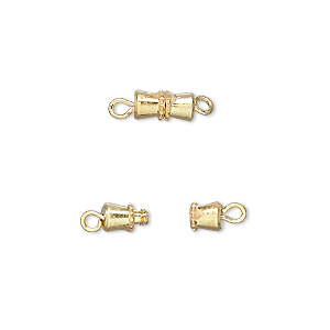 Clasp, barrel, gold-finished brass, 8x4mm. Sold per pkg of 10.