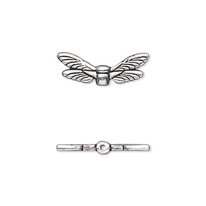 Bead, TierraCast&reg;, antique silver-plated pewter (tin-based alloy), 19.5x7mm double-sided dragonfly wings. Sold per pkg of 2.