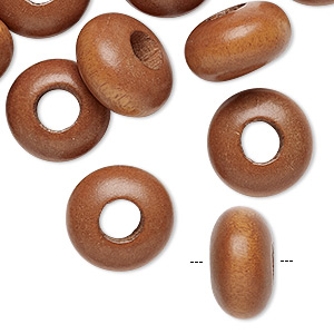 Bead, Dione&reg;, Taiwanese cheesewood (dyed / waxed), light brown, 13x8mm-15x10mm rondelle. Sold per pkg of 12.