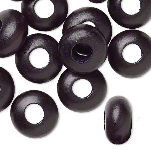 Bead, Dione&reg;, Taiwanese cheesewood (dyed / waxed), black, 13x8mm-15x10mm rondelle. Sold per pkg of 12.