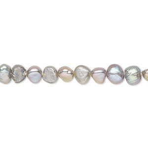 Pearl, cultured freshwater (dyed), silver peacock, 5-6mm flat-sided potato, D grade, Mohs hardness 2-1/2 to 4. Sold per 15-1/2 to 16-inch strand.