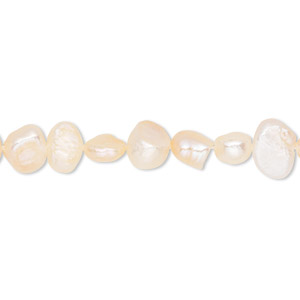 Pearl, cultured freshwater, peach, 5-6mm flat-sided potato, D grade, Mohs hardness 2-1/2 to 4. Sold per 16-inch strand.