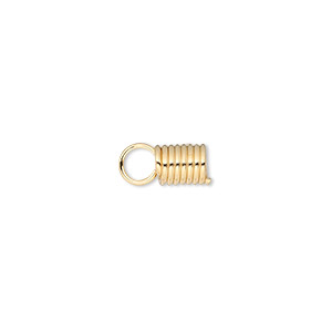Cord coil, glue-in, gold-finished steel, 11x5.5mm with 3.5mm inside diameter. Sold per pkg of 40.