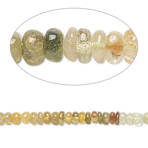 Bead, grossularite and hessonite garnet (natural), shaded, 3x2mm-4x3mm hand-cut rondelle, B- grade, Mohs hardness 6-1/2 to 7-1/2. Sold per 14-inch strand.