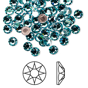 Flat back, Crystal Passions&reg; hotfix rhinestone, light turquoise, foil back, 4.6-4.8mm round rose (2078), SS20. Sold per pkg of 144 (1 gross).