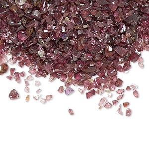 Inlay chip, garnet (natural), mini undrilled chip, Mohs hardness 7 to 7-1/2. Sold per 50-gram pkg, approximately 4,000 chips.