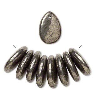 Drop, pyrite (stabilized), 25x18mm teardrop, B grade, Mohs hardness 6 to 6-1/2. Sold per pkg of 8.
