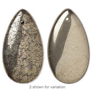 Focal, pyrite (stabilized), 36x20mm teardrop, B grade, Mohs hardness 6 to 6-1/2. Sold per pkg of 2.
