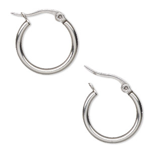 Stainless Steel Blue IP-plated Polished Round Hinged Hoop Earrings 2mm x 19mm 