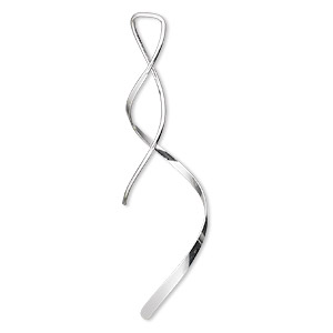 Earring, sterling silver, 24x7mm with 11x7mm smooth teardrop. Sold