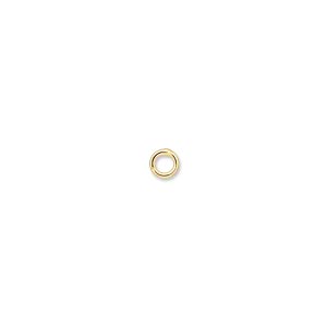 Jump ring, gold-plated brass, 4mm soldered round, 2.4mm inside diameter, 20 gauge. Sold per pkg of 100.