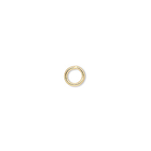 Jump ring, gold-plated brass, 6mm soldered round, 4.2mm inside diameter, 18 gauge. Sold per pkg of 100.
