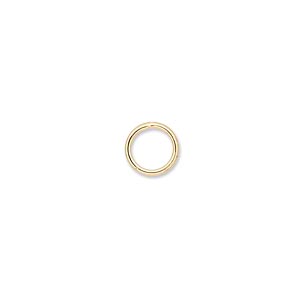 Jump ring, gold-plated brass, 8mm soldered round, 6.2mm inside diameter, 18 gauge. Sold per pkg of 100.