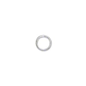 Jump ring, silver-plated brass, 8mm soldered round, 6.2mm inside diameter, 18 gauge. Sold per pkg of 100.