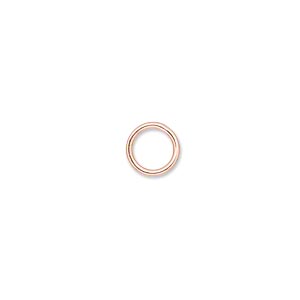 Jump ring, copper-plated brass, 8mm soldered round, 6.2mm inside diameter, 18 gauge. Sold per pkg of 100.