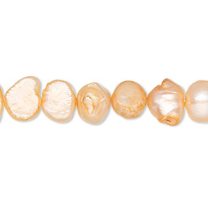 Pearl, cultured freshwater (dyed), daylily, 7-8mm flat-sided potato, D grade, Mohs hardness 2-1/2 to 4. Sold per 16-inch strand.