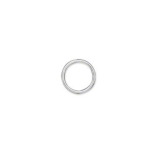 Jump ring, silver-plated brass, 10mm soldered round, 8mm inside diameter, 18 gauge. Sold per pkg of 100.