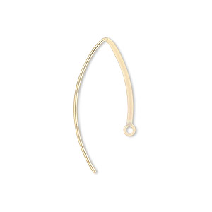 Ear wire, 14Kt gold-filled, 20mm flat marquise with closed loop, 20 gauge. Sold  per pair. - Fire Mountain Gems and Beads