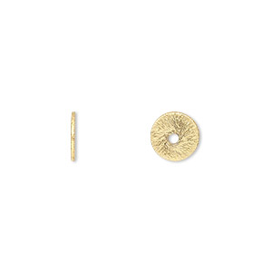 Bead, gold-finished brass, 8x1mm brushed heishi. Sold per pkg of 20.