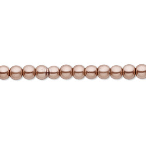 Bead, Celestial Crystal&reg;, crystal pearl, brown, 4mm round. Sold per pkg of (2) 15-1/2&quot; to 16&quot; strands, approximately 200 beads.