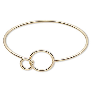 Bracelet, bangle, gold-finished brass, 2mm wide, 7 inches with 20.5mm open circle. Sold individually.