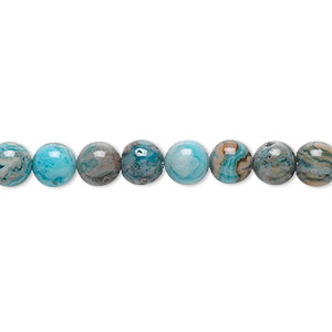 Bead, crazy lace agate (dyed), light to dark blue, 6mm round, B grade, Mohs hardness 6-1/2 to 7. Sold per 15-1/2&quot; to 16&quot; strand.