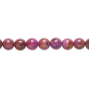 Bead, crazy lace agate (dyed), fuchsia, 6mm round, B grade, Mohs hardness 6-1/2 to 7. Sold per 15-1/2&quot; to 16&quot; strand.