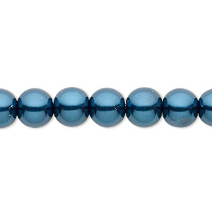 Bead, Celestial Crystal&reg;, crystal pearl, teal, 8mm round. Sold per pkg of (2) 15-1/2&quot; to 16&quot; strands, approximately 100 beads.
