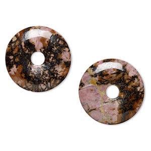 Focal, rhodonite (natural), 30mm round donut, B grade, Mohs hardness 5-1/2 to 6-1/2. Sold per pkg of 2.