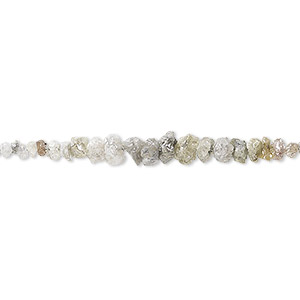 Bead, grey diamond (natural), grey, mini to small graduated hand-cut chip, Mohs hardness 10. Sold per 8-inch strand.