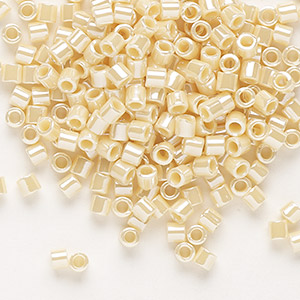 Seed bead, Delica®, glass, opaque glazed luster dark cream, (DBL1560), #8  round. Sold per 7.5-gram pkg. - Fire Mountain Gems and Beads