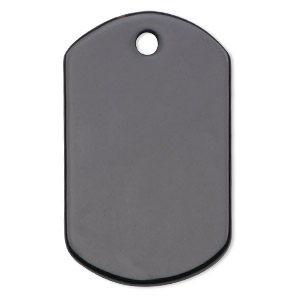 Focal, black onyx (dyed), 42x25mm dog tag, B grade, Mohs hardness 6-1/2 to 7. Sold individually.