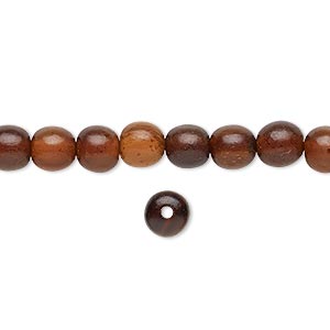 Bead, horn (dyed / waxed), golden, 6mm hand-cut round. Sold per 15-1/2&quot; to 16&quot; strand.