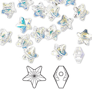 Bead, Crystal Passions&reg;, crystal AB, 8mm faceted star (5714). Sold per pkg of 24.