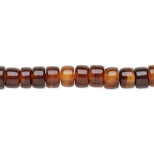 Bead, horn (dyed / waxed), golden, 6x3mm hand-cut rondelle. Sold per 15-1/2&quot; to 16&quot; strand.