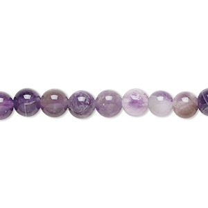 Bead, banded amethyst (natural), 6mm round, B grade, Mohs hardness 7. Sold per 15-1/2&quot; to 16&quot; strand.