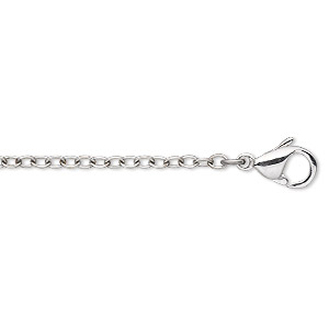 Silver Stainless Steel Chains - Chain, Stainless Steel, 3.2mm Ball, 24 Inches Lobster Claw Clasp. Sold Individually