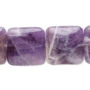 Bead, banded amethyst (natural), 20x20mm square, B grade, Mohs hardness 7. Sold per 15-1/2&quot; to 16&quot; strand.