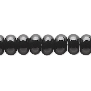 Bead, black onyx (dyed), 10x6mm rondelle, B grade, Mohs hardness 6-1/2 to 7. Sold per 15-1/2&quot; to 16&quot; strand.