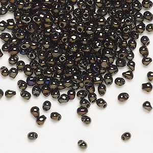 Seed bead, Miyuki, glass, opaque gunmetal dark gold, (DP458), 3.3x2.8mm mini fringe. Sold per 250-gram pkg.