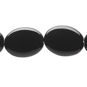 Bead, black onyx (dyed), 20x15mm puffed oval, B grade, Mohs hardness 6-1/2 to 7. Sold per 15-1/2&quot; to 16&quot; strand.