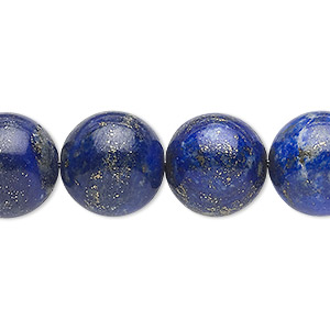 Bead, lapis lazuli (natural), 14mm round, C grade, Mohs hardness 5 to 6. Sold per 15-inch strand.