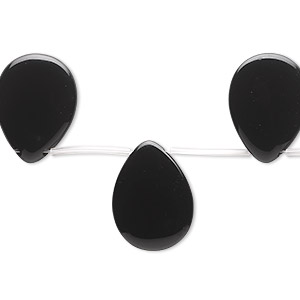 Bead, black onyx (dyed), 30x22mm teardrop, B grade, Mohs hardness 6-1/2 to 7. Sold per pkg of 7.
