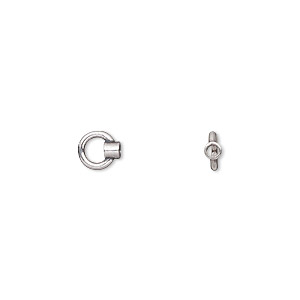 Crimp end, JBB Findings, antiqued sterling silver, 2.5x2mm tube with 5.5mm loop, 1.5mm hole. Sold per pkg of 2.