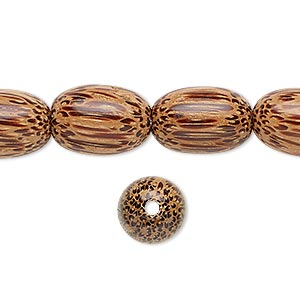 Bead, wood (waxed), 15x10mm hand-cut oval. Sold per 15-1/2&quot; to 16&quot; strand.
