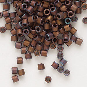 Seed bead, Delica&reg;, glass, opaque matte metallic iris copper, (DBL0312), #8 round. Sold per 7.5-gram pkg.