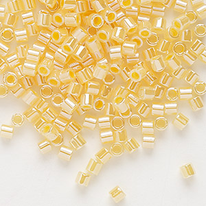 Seed bead, Delica&reg;, glass, opaque luster light daffodil, (DBL0233), #8 round. Sold per 250-gram pkg.