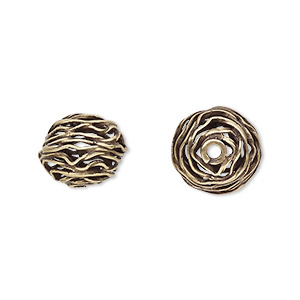 Bead, JBB Findings, antiqued brass, 12x10mm-13x11mm wire rondelle. Sold individually.