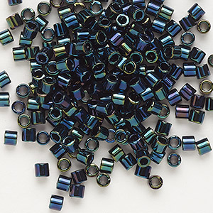 Seed bead, Delica&reg;, glass, opaque metallic iris dark blue, (DBL0002), #8 round. Sold per 7.5-gram pkg.