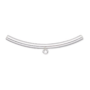Bead, sterling silver-filled, 38x2mm plain curved tube with loop. Sold individually.